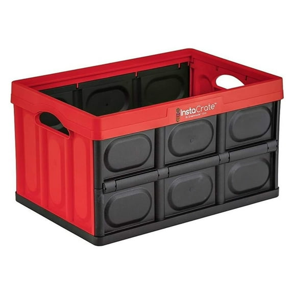 Exlonjet InstaCrate Collapsible Storage Container, 12 gal, Red/Black