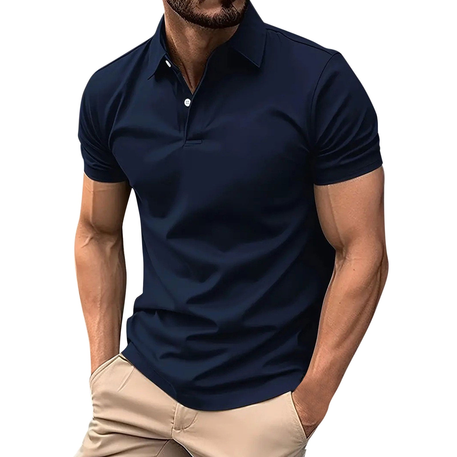 YanHoo Men's Golf Polo Shirts Big and Tall Short Sleeve Summer Collared T-Shirts