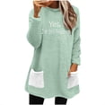 thumbnail image 1 of Penkiiy Chandails en Molleton Doublés Sherpa pour Femmes Col Rond Chandail Molletonné Chaud d'Hiver avec Poches 2024 3TG Vert, 1 of 6