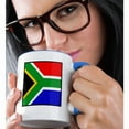 thumbnail image 2 of 3drose, Photo of South Africa Flag Button, 11oz Two-tone Blue Mug, 2 of 6