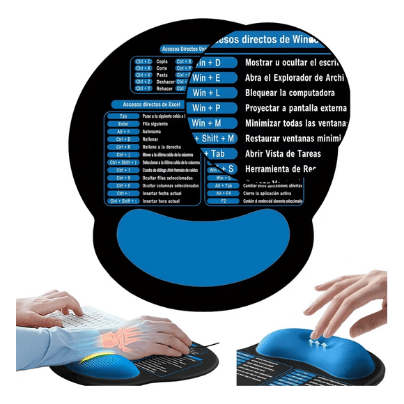 Mouse Pad Alfombrilla Atajos Excel Trucos Español,soporte Xtellar azul