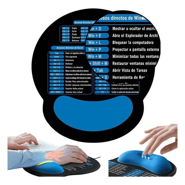 Mouse Pad Alfombrilla Atajos Excel Trucos Español,soporte Xtellar azul