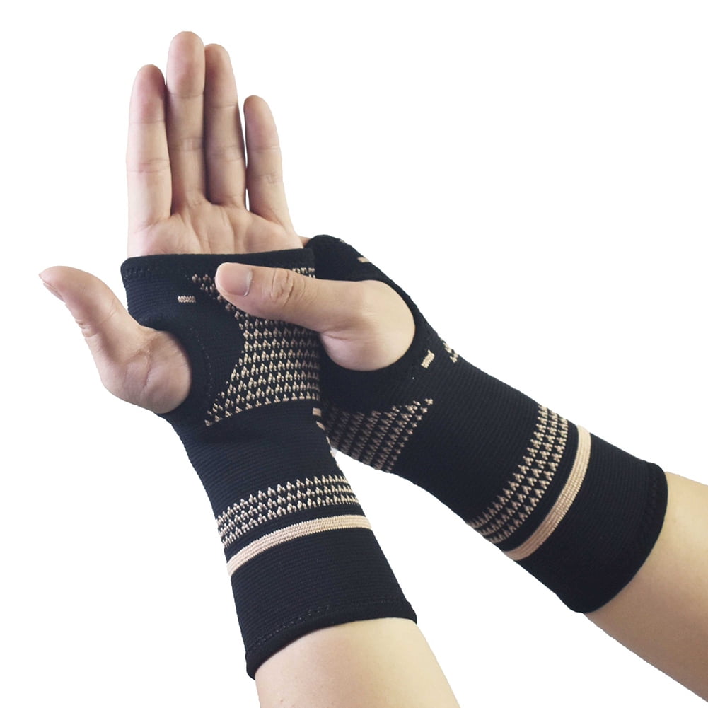 CABINA HOME 1 pair Copper Wrist Hand Brace Support Fit Carpal Tunnel Splint Strap Sprain Arthritis