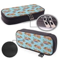 thumbnail image 4 of Picia Turtles And Corals Pattern Large Capacity PU Leather Pencil Case Organizer Pen Marker Holder Double Zipper Storage Bag Big Pencil Pouch for College Office, 4 of 6
