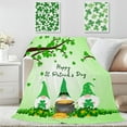 thumbnail image 3 of St. Patrick''s Day Throw Blanket Green Lucky Shamrock Clover Gnome Flannel Throw Blanket Super Soft Warm Bed Blanket for Living Room Bedroom Sofa Couch 50x60 Inch, 3 of 6