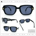 thumbnail image 2 of Retro Luxury Keyhole Hipster Horn Rim Plastic Rectangle Sunglasses All Black, 2 of 6
