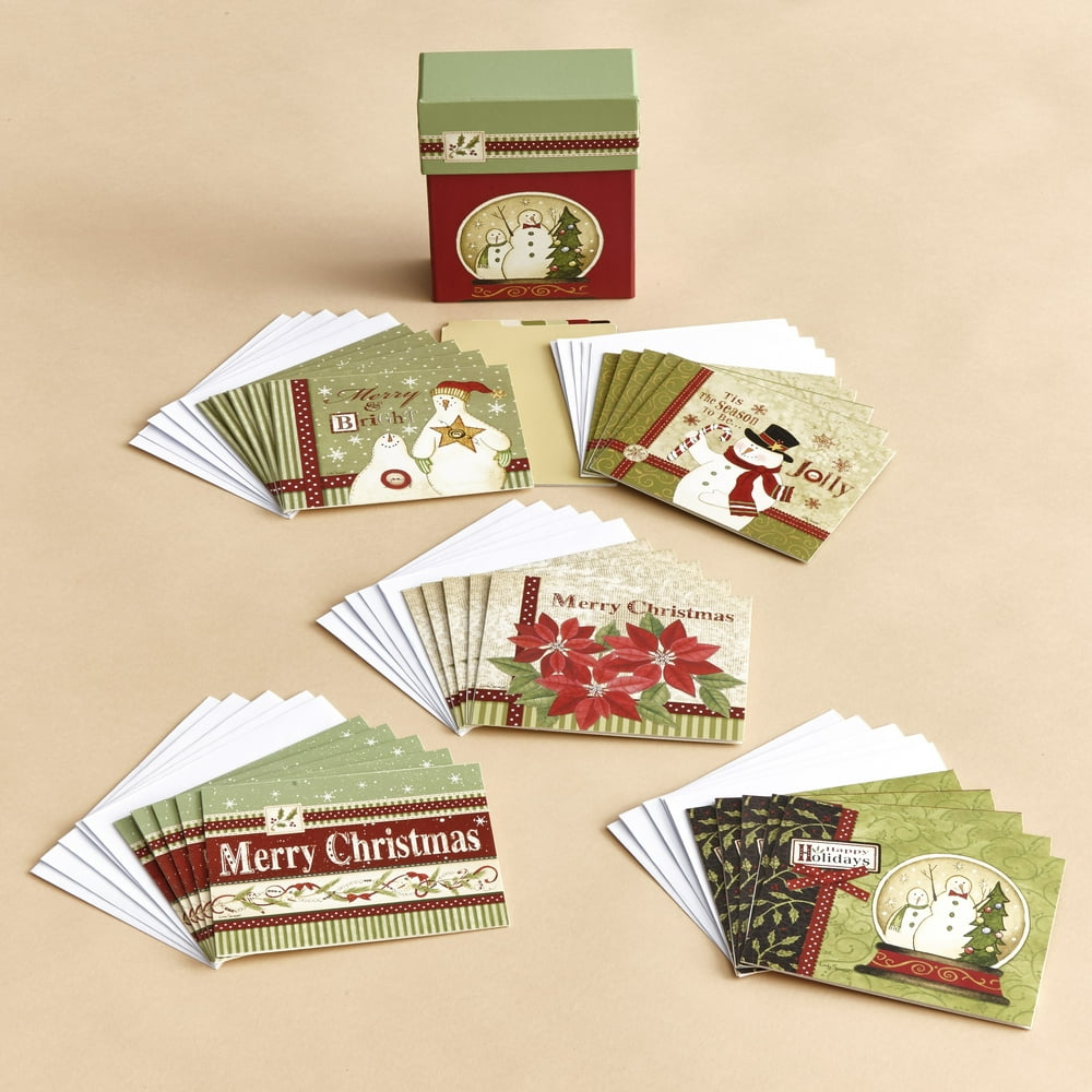 Boxed Christmas Cards Set for Seasons Greetings Snowmen
