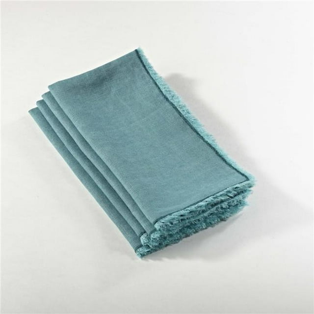 SARO 13009.SE20S Serviettes de Table Design à Franges Carrées de 20 Po - Vert Mer Lot de 4