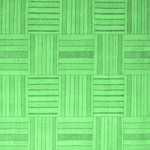 Ahgly Company Indoor Square Checkered Emerald Green Modern Area Rugs, 4' Square