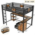 thumbnail image 4 of Full Loft Bed with Desk, Metal Loft Bed with torage Drawers and Shelf, Full Size Loft Bed Frame with Computer Monitor Stand and Hanger Rod, Nosie-Free（Full,Black), 4 of 9