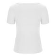thumbnail image 3 of Mittory Women O Neck Ribbed Fitted Tight Tshirt Short Sleeve Shirt Basic Knit Top, 3 of 4
