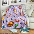 thumbnail image 2 of 1pc Halloween Candy Throw Blanket - Super Soft Flannel All-Season Cozy - Candy Corn, Lollipops, Gummy Bears Print - Machine Washable Bed, Sofa, Camping, Travel Blanket - Halloween & Christmas Decor -, 2 of 8