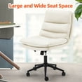 thumbnail image 6 of YODOLLA Office Chair with Wheels, Adjustable Height Vanity Chair with Back Armless Desk Chair and PU Leather Swivel Chair for Office, Home, White, 6 of 10