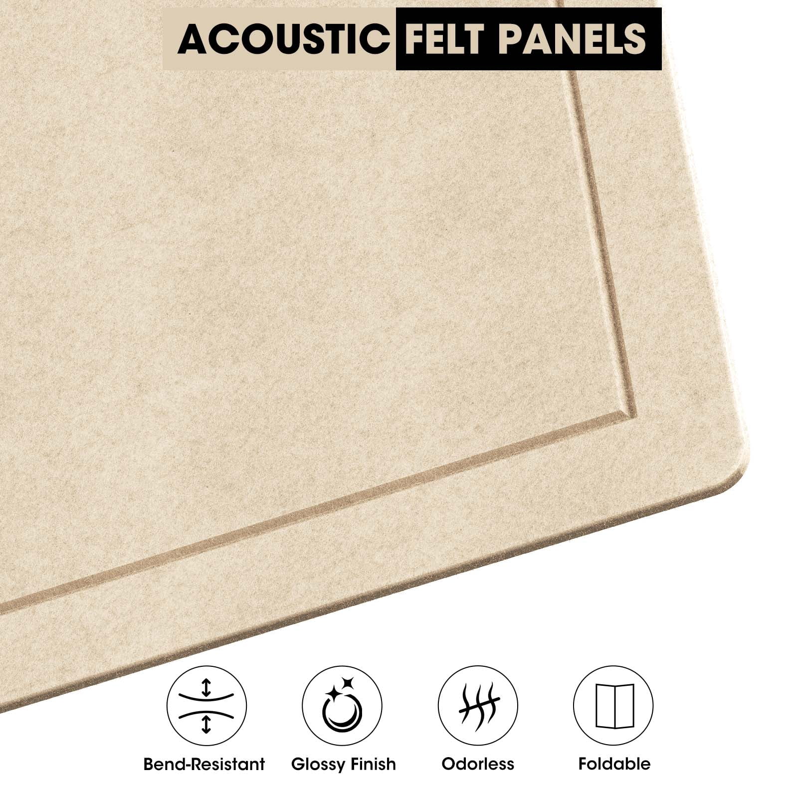 36 x 24 Inch Decorative Felt Pin Board, Felt Bulletin Board, Foldable Self-Adhesive Wall Pin Board, Cork Board Alternative Vision Board Prayer Board with 15 Pushpins, Oatmeal