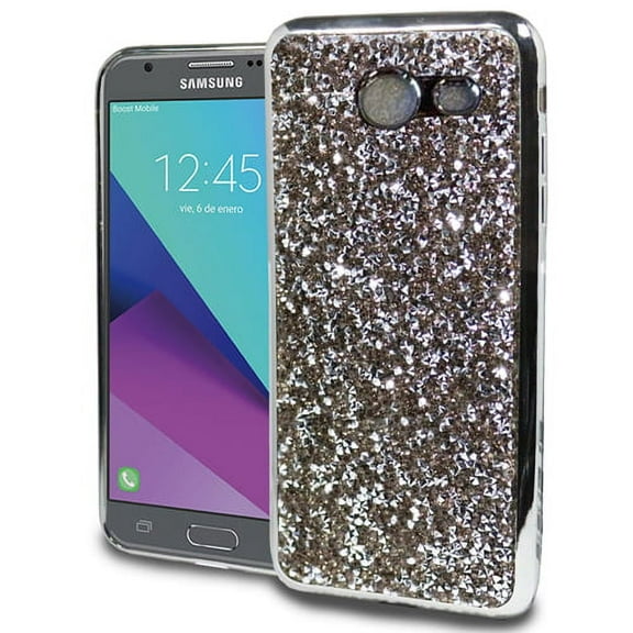 GSA Rock Bling Bumper Candy Case For Samsung Galaxy J3 2017, J327 Silver