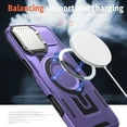 thumbnail image 3 of ELEHOLD Magnetic Case for iPhone 16 Plus, Military Grade Shockproof Rugged Case Built-in Metal Camera Cover with Stand,Purple, 3 of 7