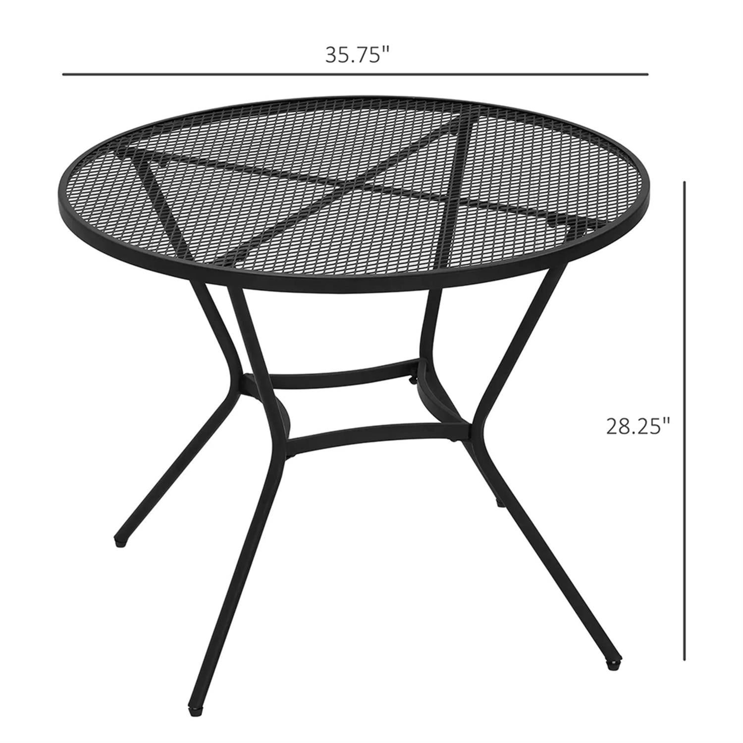 Demi Bonn 35" Outdoor Bistro Tables with French Cafe Style Round Fast Drying Metal Mesh Tabletop for Backyard, Lawn, Balcony, Porch, Black