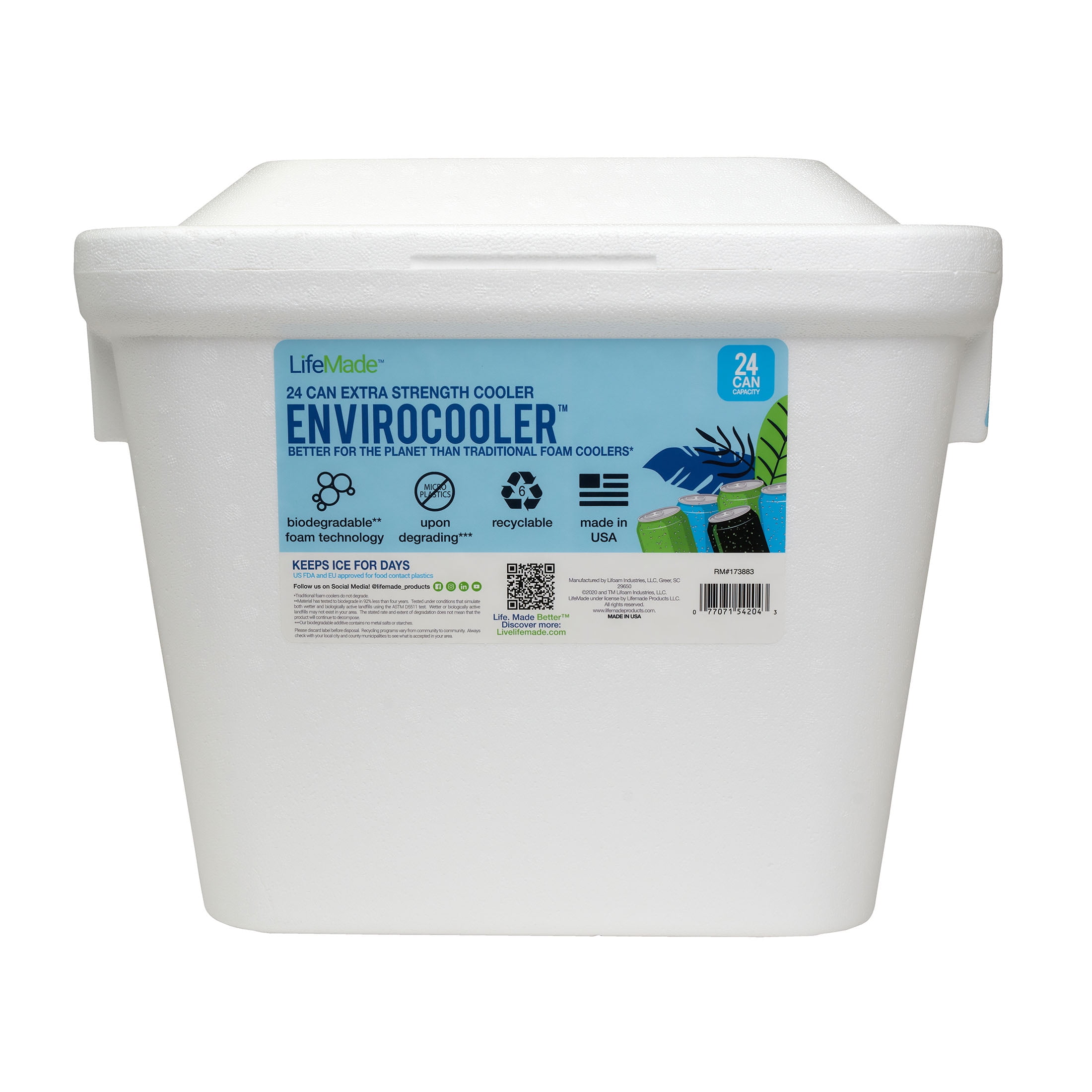 LifeMade Envirocooler Biodegradable 28 qt Chest Cooler, White