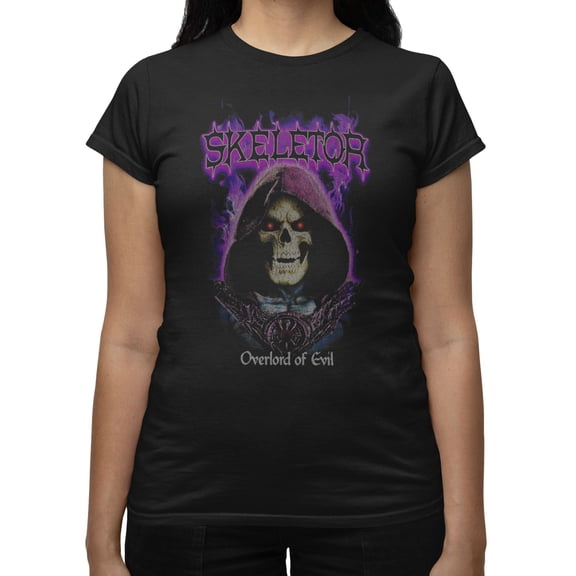 Masters Of The Universe Movie Skeletor Overlord Of Evil Purple Flames Women's T Shirt (Black, S-XXL)