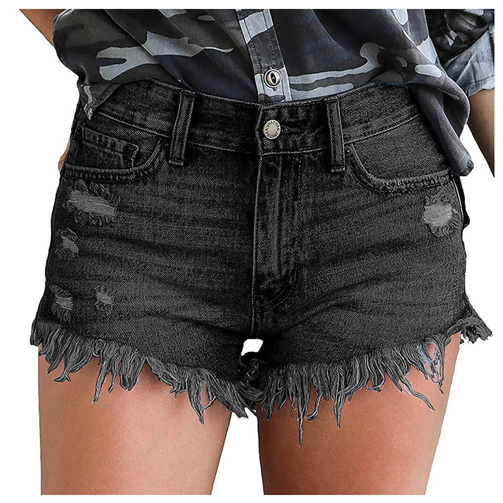 Clearance long black denim shorts