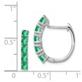 thumbnail image 2 of White Sterling Silver Earring Hinged Huggie Women'S Emerald Green 20 mm 18, 2 of 2