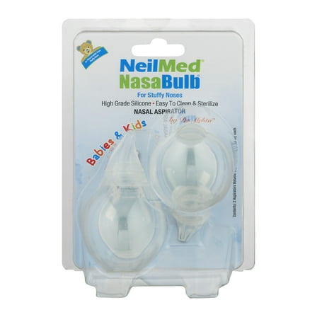 NeilMed Nasabulb Aspirator with Clear Design, for Small Noses, Babies and Kids, 2 Count