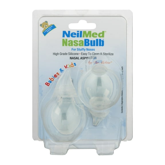 NeilMed Nasabulb Aspirator with Clear Design, for Small Noses, Babies and Kids, 2 Count