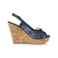 thumbnail image 3 of BLISSFUL STEP Women's Shoes Floral Lace Platform Peep Toe Wedge Heel Sandals Deep Blue 8, 3 of 7