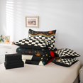 thumbnail image 6 of Manfei Vintage Grid 7 Pieces Full Size Bedding Sets,Modern Check Full Size Bed in a Bag,Black Blue Red,Black Reversible, 6 of 7