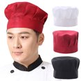 thumbnail image 2 of Xinwanna Chef Hat Unisex Kitchen Hat Hotel Restaurant Cook Cap Pleated Design Solid Color Waiter Chef Work Cap Mushroom Hat (Black,One Size), 2 of 13