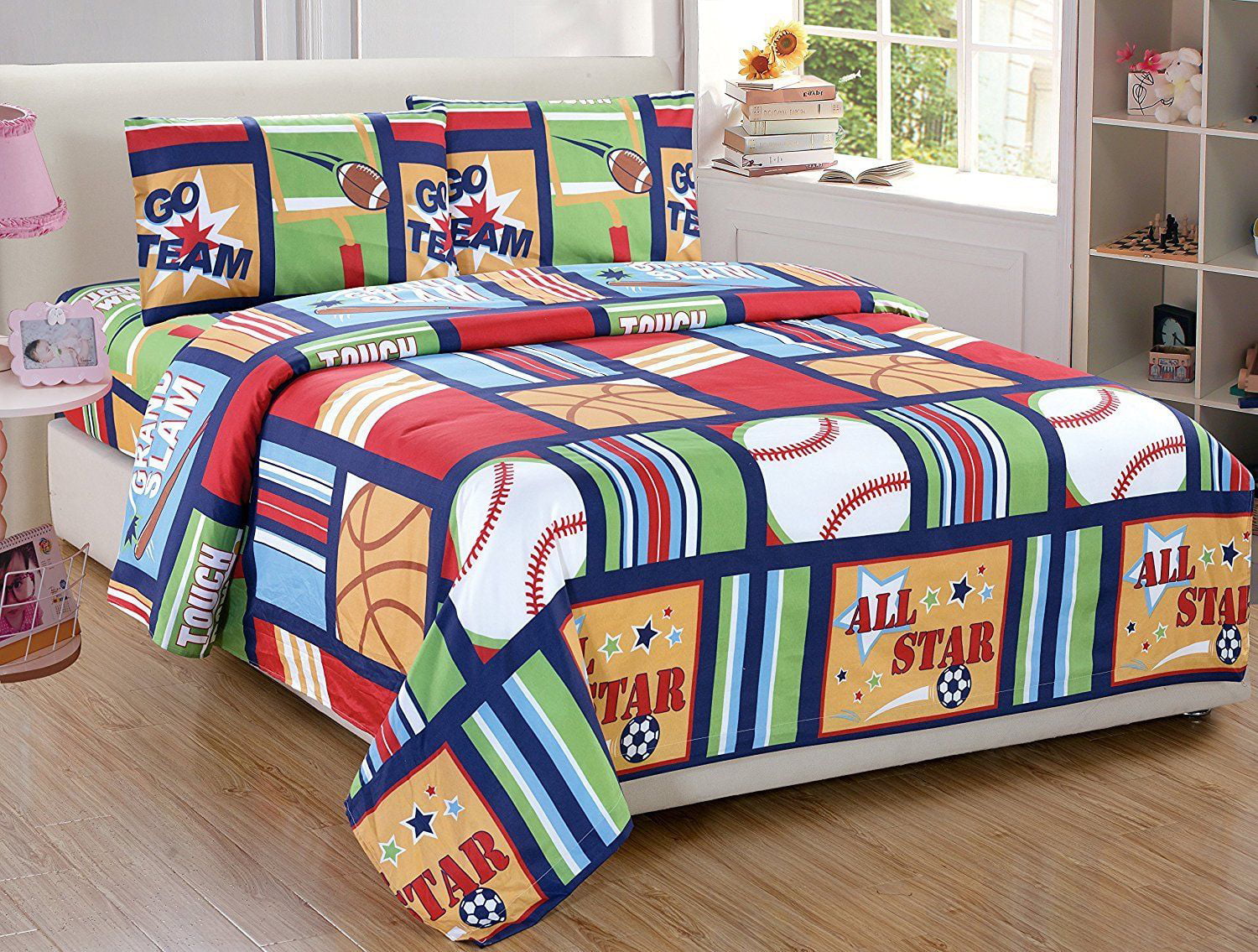 1 Flat & 1 Fitted Sheet 15 Deep Durable Super-Soft Construction & Tractor Print 2 Pillow Cases 4 Pc Kids Bedding Set Chital Full Bed Sheets for Boys Double-Brushed Microfiber 