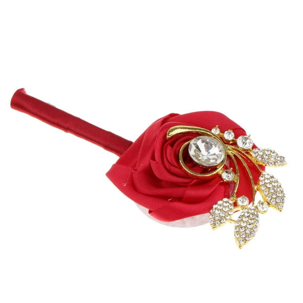 Ramillete Boutonniere Ojales Rose Boda Flores Accesorios Prom Decoración Vino rojo