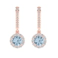 thumbnail image 2 of 14K Solid Gold Lever Back Stud Earrings for Women | 2.235 cttw Round Cut Natural Sky Blue Topaz | Rose Gold, 2 of 4