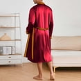 thumbnail image 4 of Sleepwear Set for Men, Robe and Shorts Matching Pajama Set in Wine Red, Polyester-Spandex Blend, Long Sleeve, Tie Closure, All-Season Use, 4 of 8