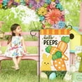 thumbnail image 4 of Cute Rabbit Carrot Easter Hello Peeps Garden Flag - 12x18" Polka Dot Burlap Spring Yard Lawn Outside Home Decor Double Sided, 4 of 6