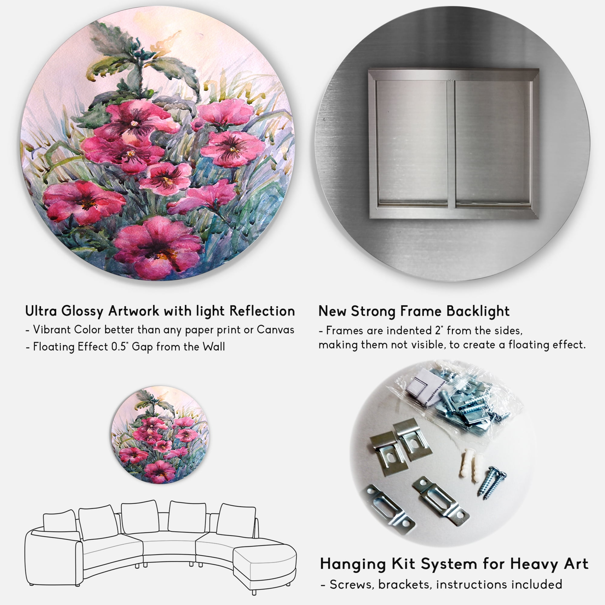 Designart 'Blossoming Hibiscus Flowers In The Wild' Traditional Circle Metal Wall Art 36x36 - Disc of 36