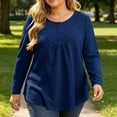 thumbnail image 6 of FAHUOMU Women's Plus Size Top Long Sleeve Button Up Crewneck Waffle Shirts Fall Fashion Lightweight Clothes, 6 of 7