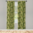 thumbnail image 3 of Ambesonne Cat Curtains, Kitten Silhouettes Jungle, Pair of 28"x95", Green Dark Green Cream, 3 of 5