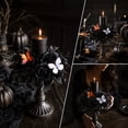 thumbnail image 4 of 12 Inch Gothic Black Rose Candle Ring Wreath, Artificial Mini Wreath with Colorful Butterflies, Spooky Halloween Table Centerpiece Decor, 1-Pack, 4 of 7