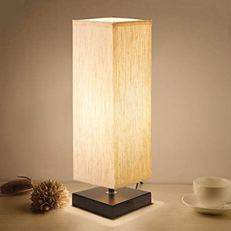 Fabric Wooden Table Lamp for Bedroom Living Room Office Study Cylinder Black Base Simple Desk Lamp Lifeholder Table Lamp Bedside Nightstand Lamp