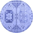 thumbnail image 1 of Ahgly Company Machine Washable Indoor Round Abstract Blue Modern Area Rugs, 5' Round, 1 of 4