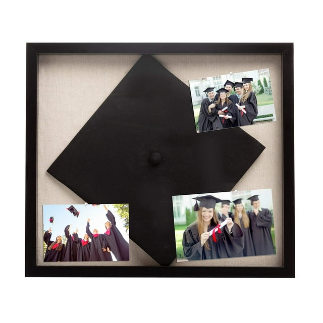 Marco de pared Shadow Box con recuerdos de graduación de Kate & Milo