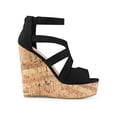 thumbnail image 3 of Allegra K Women's Platform Peep Toe Strappy Back Zip Wedge Heel Sandal Black 6, 3 of 8