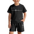 thumbnail image 6 of Girls Typography Logo Print Casual Loose Fit Short Sleeve Outfit Kids Girls Clothes Set, 6 of 7
