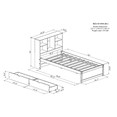 thumbnail image 7 of Twin Size Bed Frame with Built-in USB Port on Bookcase Headboard and 2 Drawers, Solid Wood Platform Bed with Storage Headboard for Boys/Girls/TeensBedroom, No Box Spring Needed, White Washed, 7 of 7