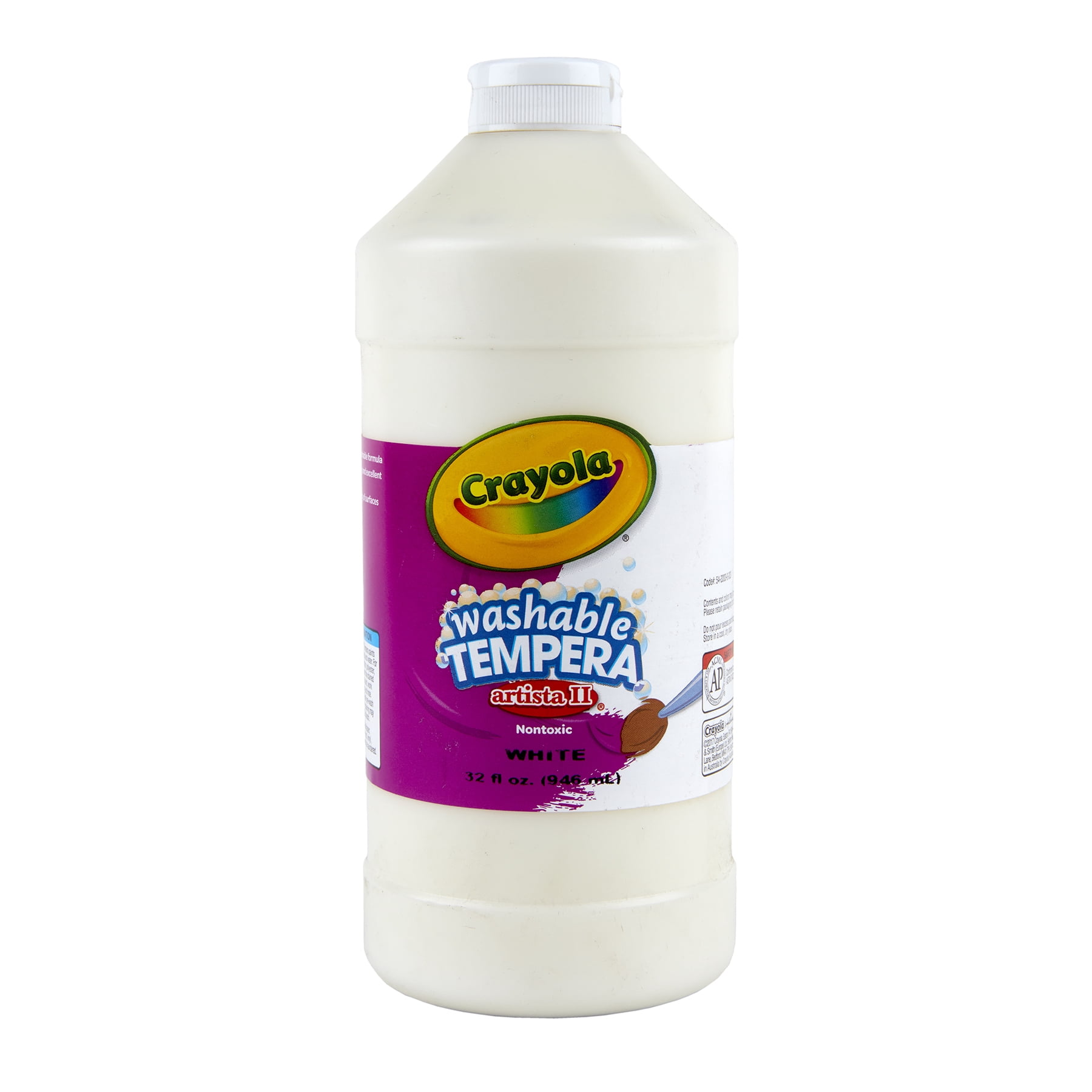 Crayola Artista II Washable Tempera Paint, 32 oz, White, Pack of 3