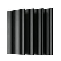 4PC Acoustic Panels, Decorative Wall Panels, Wood Slat Sound Absorbing Panel Set with 3D Fluted Design & Fully Wrapped Wood Finish, 45.27"x23.62" Wall and Ceiling Treatment,Gray,4PCS