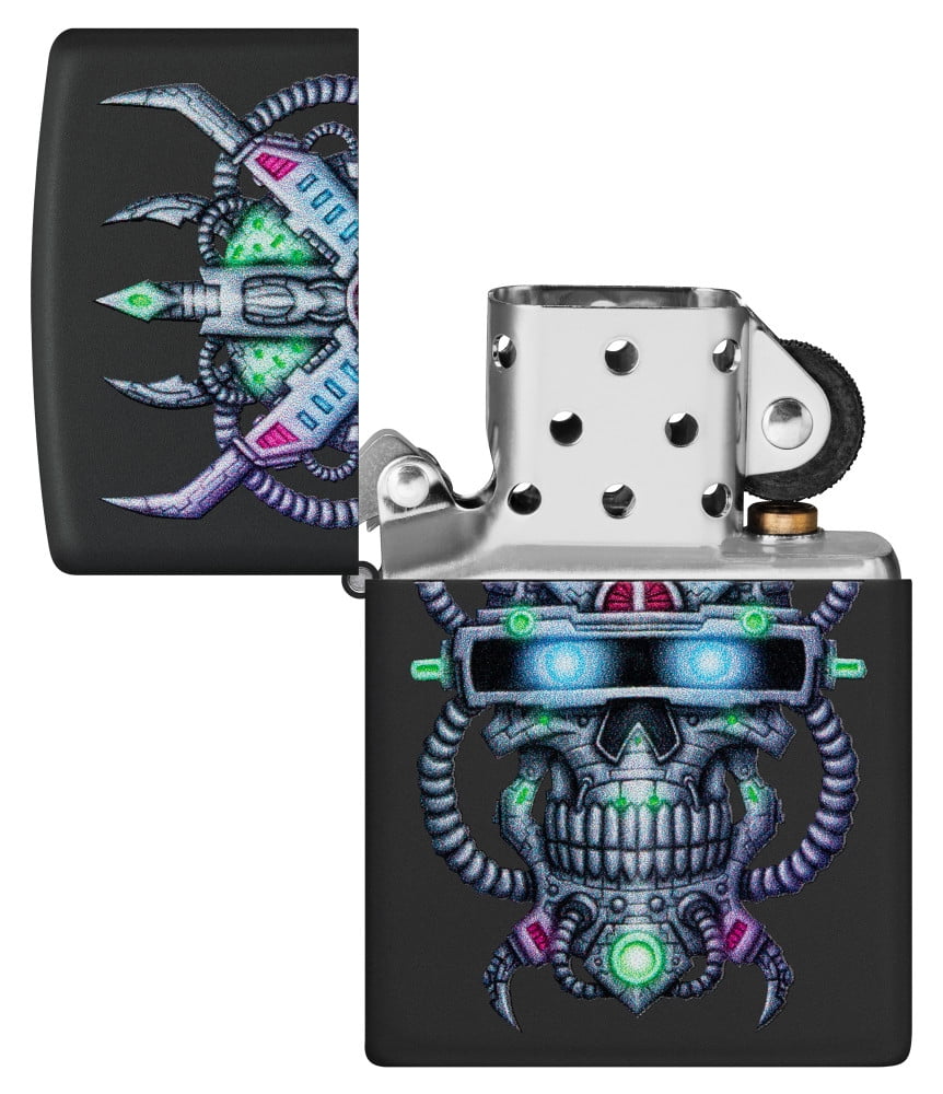 Zippo Cyber Skull Design Black Matte Pocket Lighter