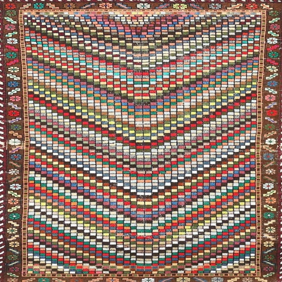 Ahgly Company Indoor Square Traditional Brown Red Southwestern Area Rugs, 6' Square