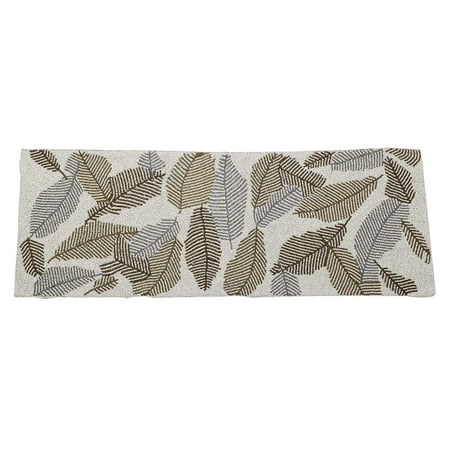 

diollo Handcrafted Beautiful Beaded Placemat Tablemat Decorative Placemat for Dining Table Cream and Silver Rectangular Rectangle Measures Approx 12 x 35 x 0.25 Inches